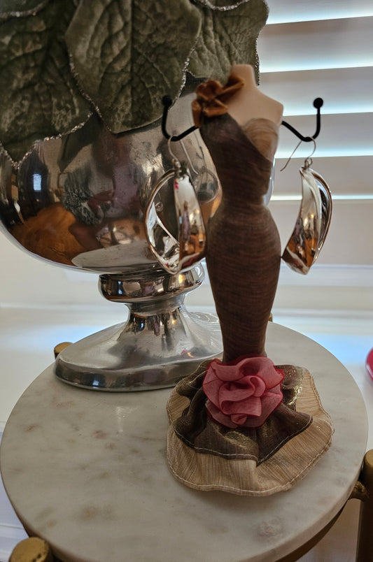 E&L Sterling Silver Earrings - Sterling Silver Electroform - Dangle Hoop - Israel - New