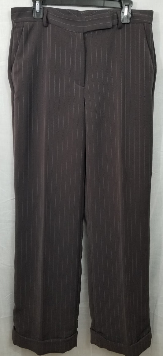 Brown Pinstripe Cuffed Slacks