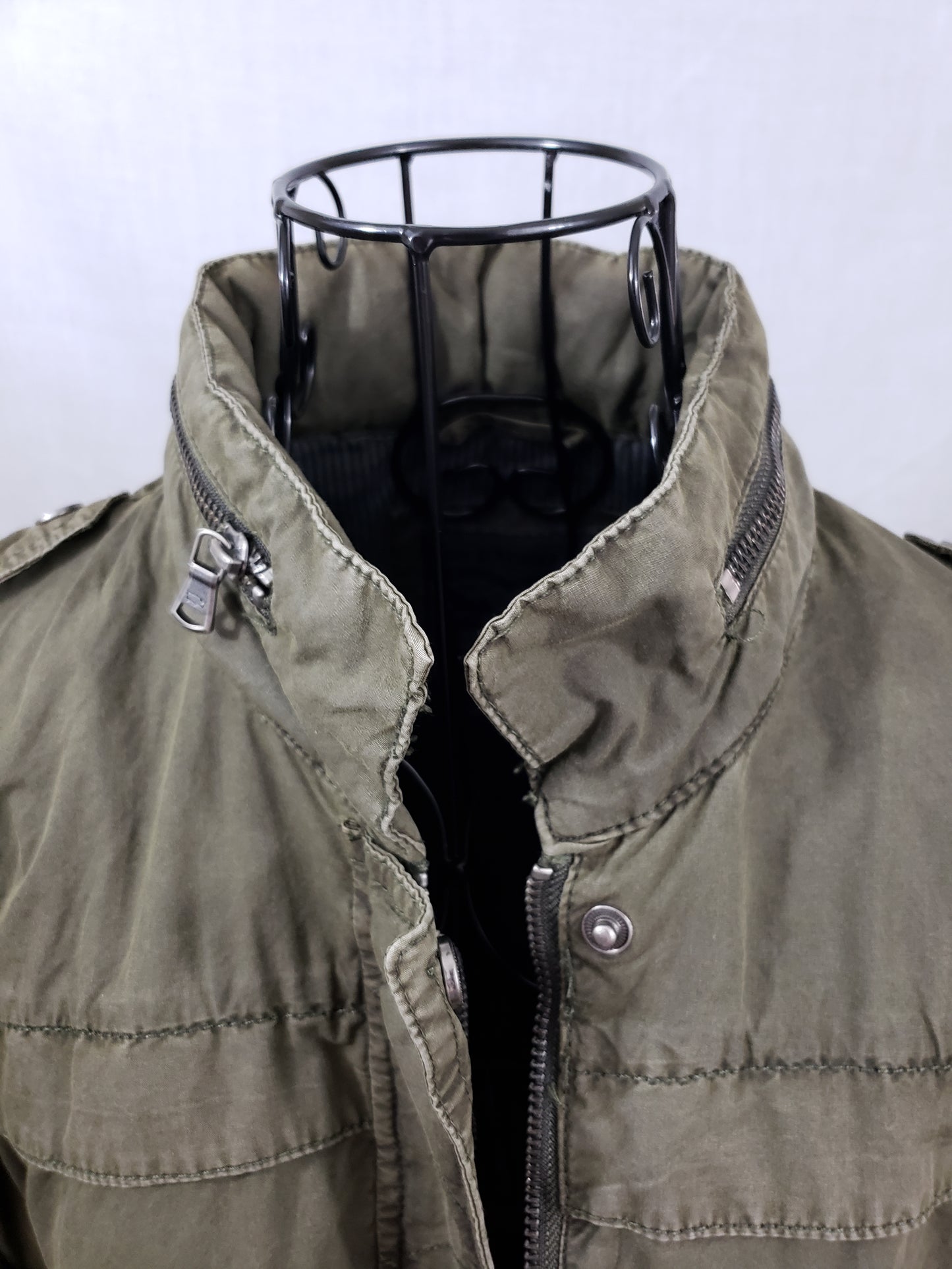 Levi Strauss & Co. Army Green Utilitarian Military Jacket with Hood - New