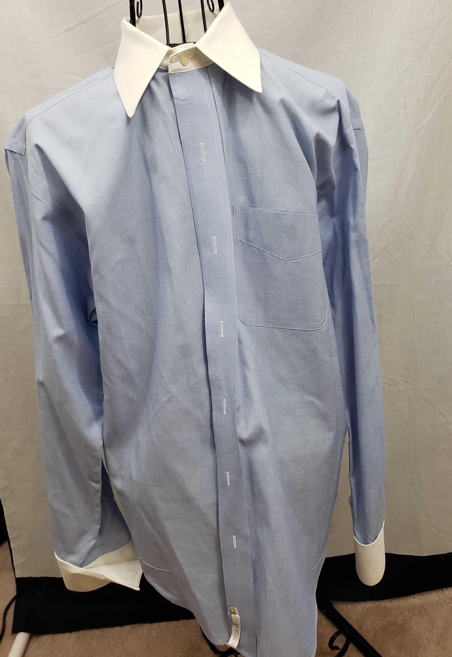 French Cuff Blue and White Shirt