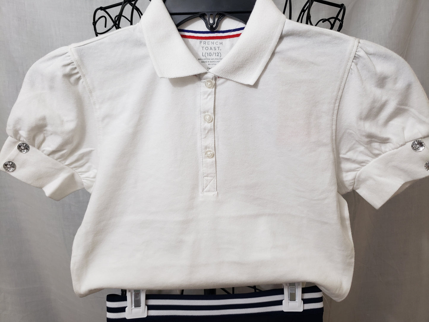 French Toast White Button Down Polo Shirt and Navy Blue Skirt /Skort - New