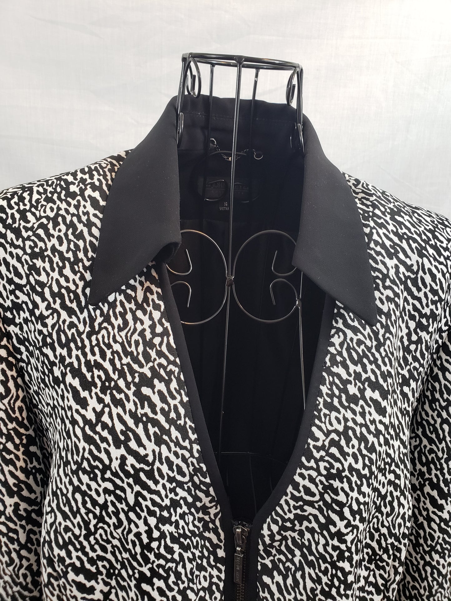 John Meyer Collection Blazer - Speckled Black and White - Black Collar and Trim